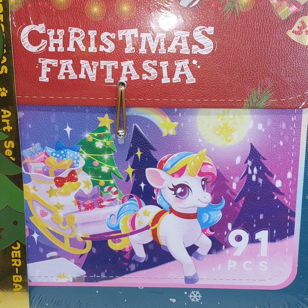Christmas Fantasia Unicorn 91 Pc. Art Set Wonder Bag Carrying Strap